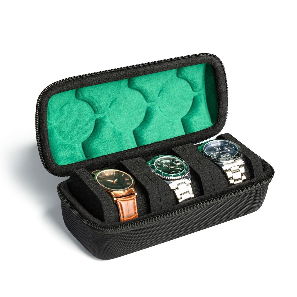 Hard Watch Travel Case,3 Slots Watch Roll Case Storage and Organizer for Men and Women,Wristwatches with anti-Move Watch Pillow