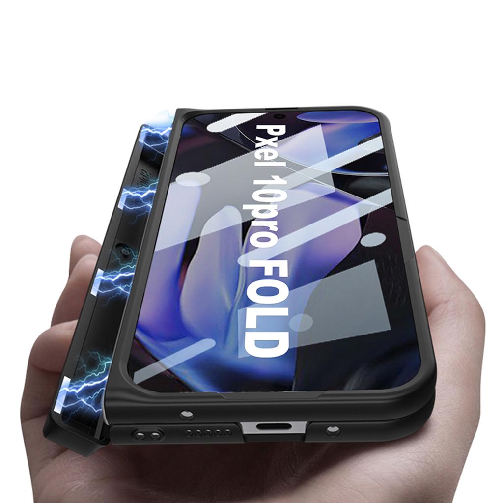 GKK For Google Pixel 10 Pro Fold Case with Card Holder/Kickstand/Magnetic Hinge Protection PC+Tempered Glass Phone Shell