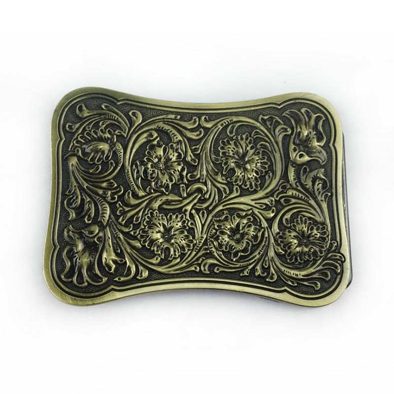 Lycoris Radiata Cowboy Oval Leather Belt Buckle - Retro Western Costume Accessory