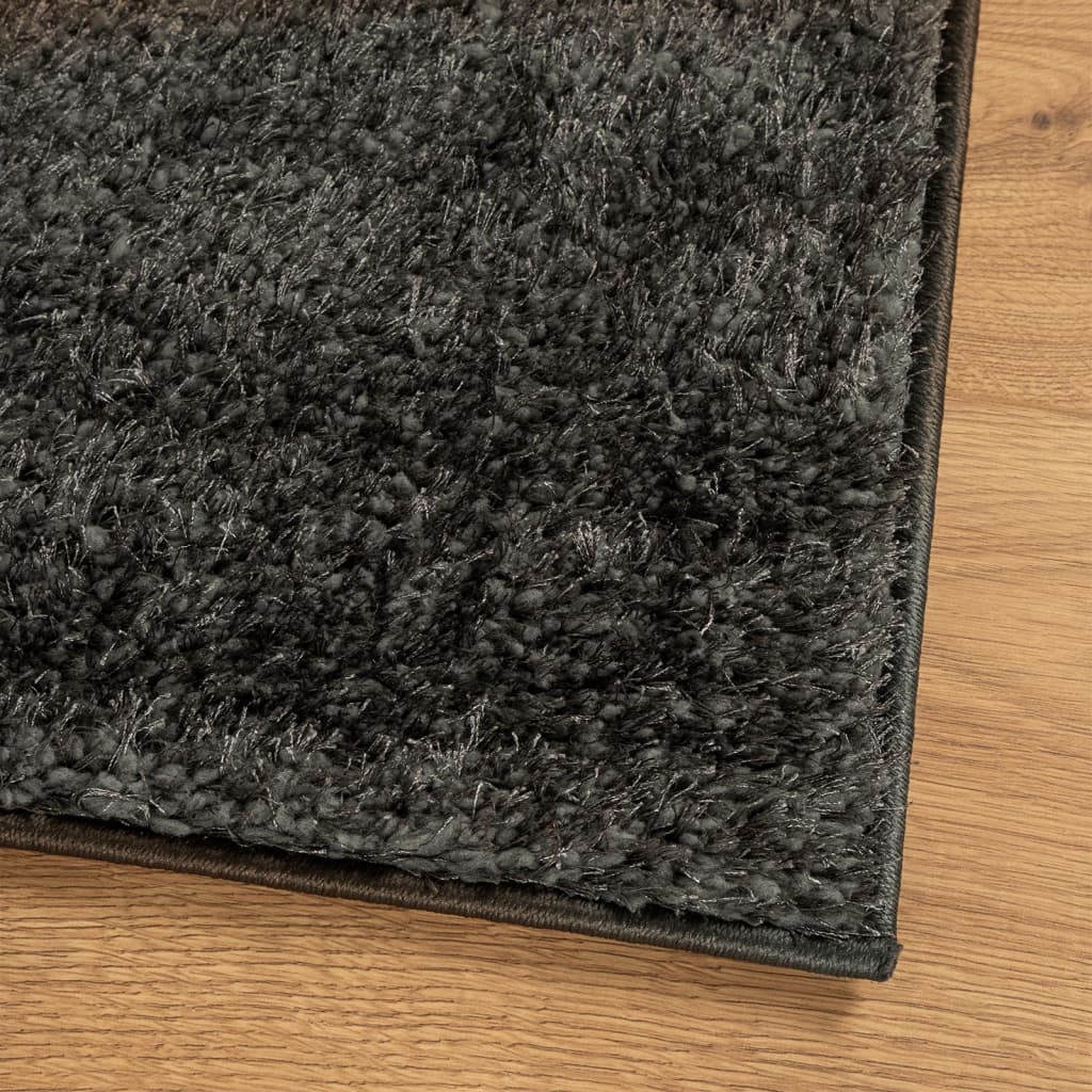 ISTAN High Pile Shiny Rug In Anthracite 120 X 170 Cm