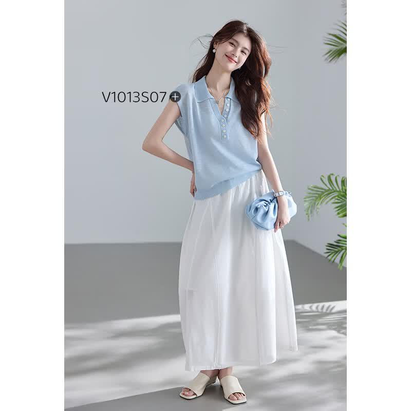 VICTORIA&VERA Drawstring A-Line Midi Skirt