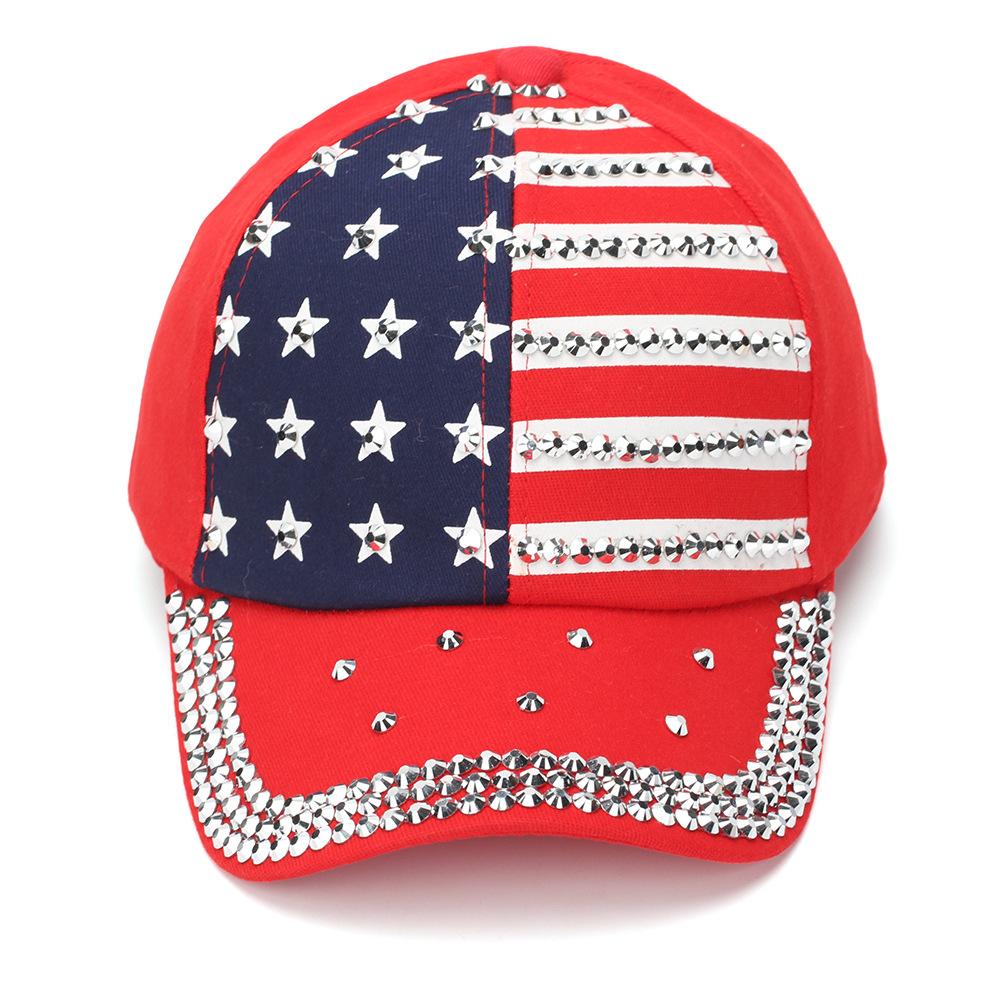 USA Vlag Strass Bezaaide Baseballpet Sprankelende Amerikaanse Vlag Verstelbare Patriotische Zon Hoed Voor Vrouwen 4 Juli