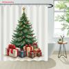 1Pc Christmas Tree Print Shower Curtain - Machine Washable With Hooks, Polyester Fabric Shower Curtain For Bathroom Decoration