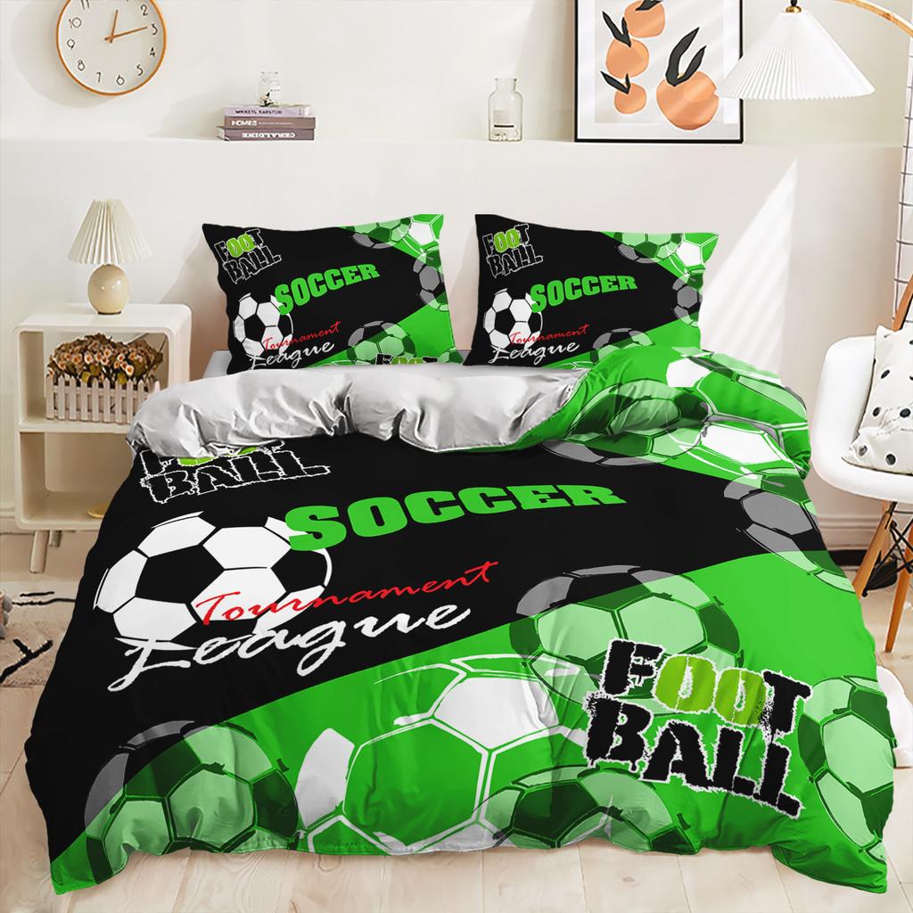 Set de lenjerie de pat cu trei piese Cupa Mondială de Fotbal, imprimare digitală