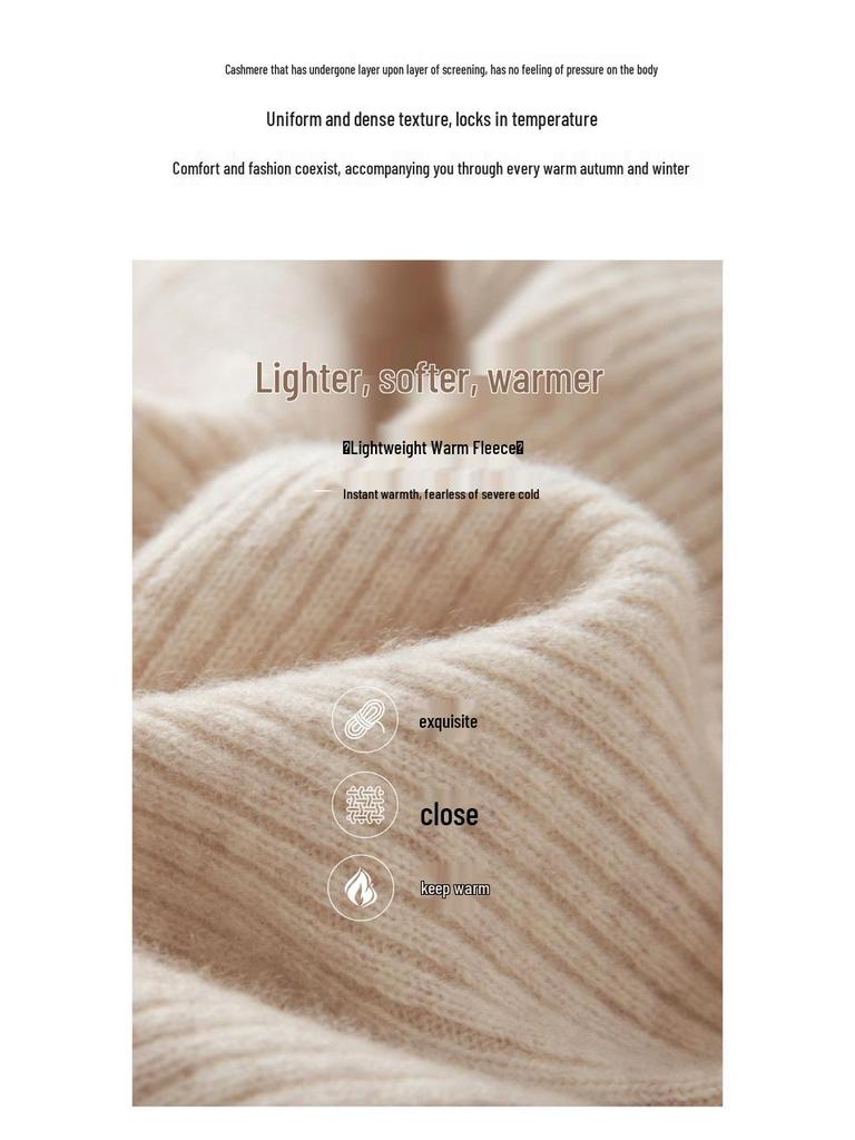 Women's Cashmere V-neck Ribbed A-line Sweater Dress - 2025 Autumn/Winter