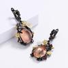 Newest Fashion Inlaid Hetian Jade Lotus Beads Earrings  Silver Retro Temperament Palace Ethnic Style Ladies Earrings