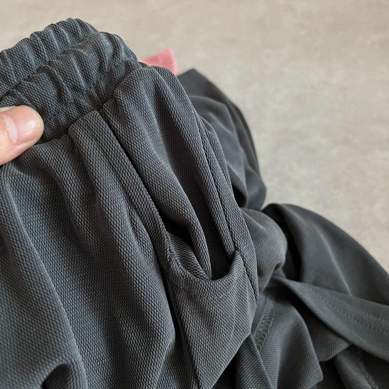 Šedé hedvábné široké kalhoty s vysokým pasem pro ženy - Slim Fit, Odolné proti komárům, Chladivé a splývavé, Ideální pro jaro, léto a podzim