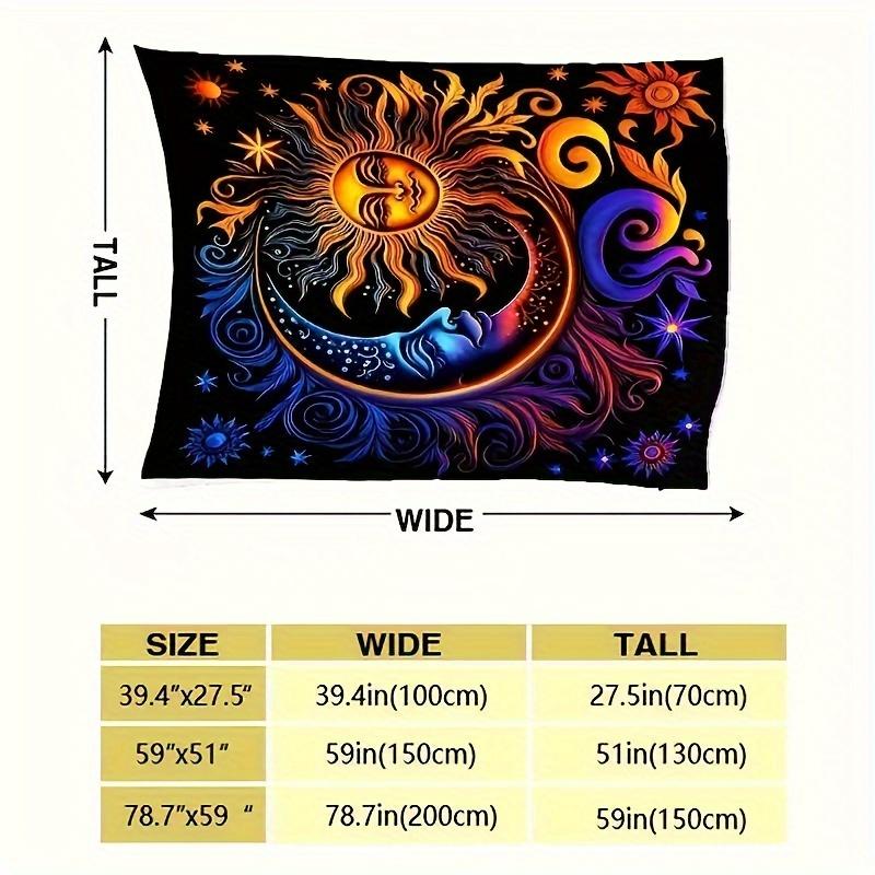 Sun Moon God Flannel Blanket – Soft Vibrant Celestial Throw – Star Flower Design – Living Room Decor