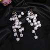 Gentle White Flower Tassel Earrings Headdress Accessories White Dress Performance Earrings