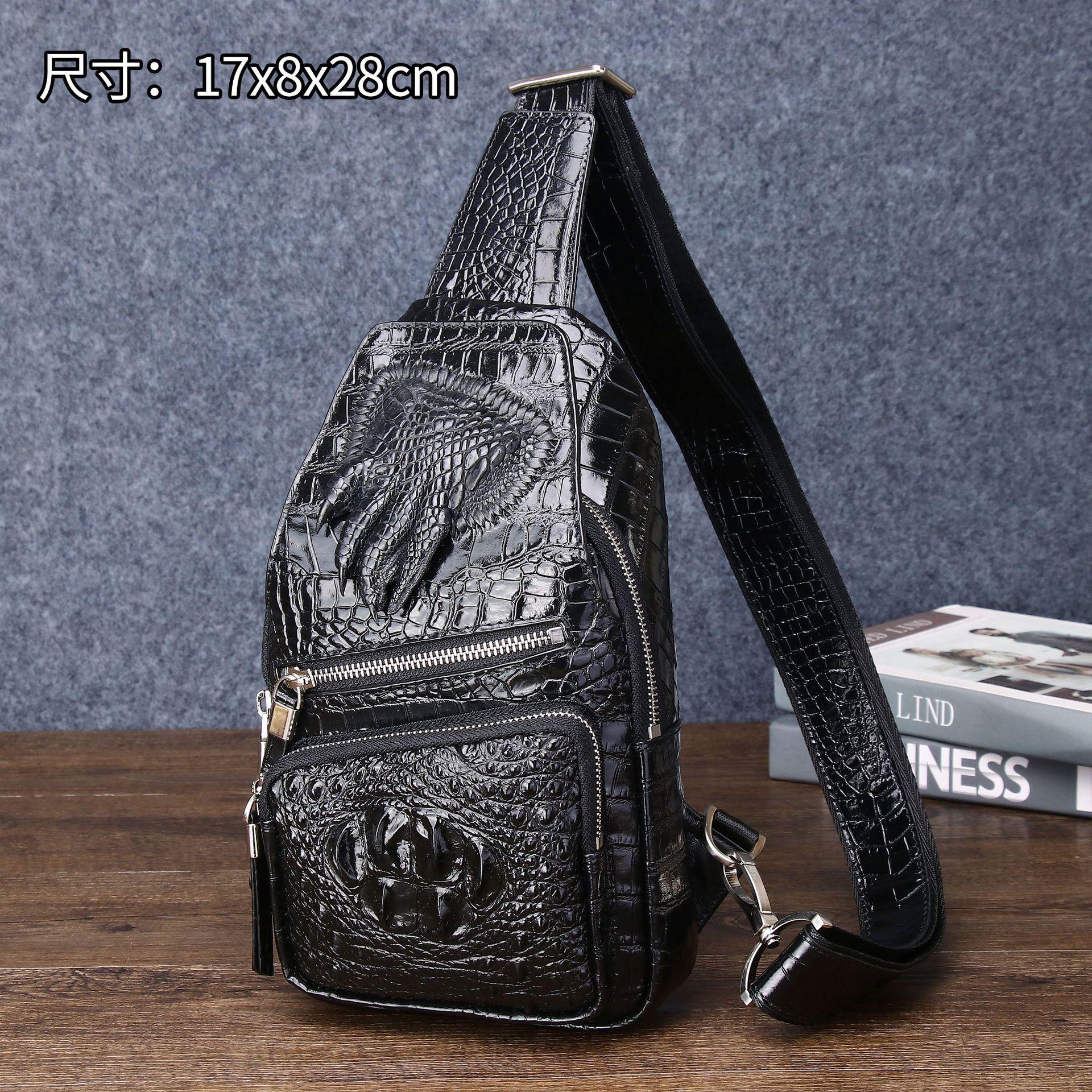 Crocodile Bone Pattern Men s Chest Bag Crocodile Claw Chest Bag Upgraded Cross Cross Bag Fashion Outdoor Shoulder Bag
