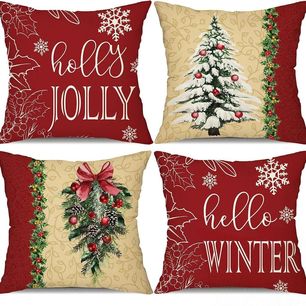 Christmas Snowman Bell Pillowcase Living Room Bedroom Bed Backrest Cushion Home Festive Atmosphere Decoration Backrest