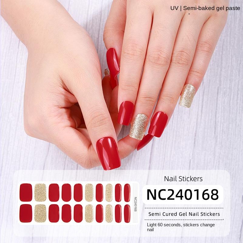 New Hot Stamping Laser Gel Nail Stickers French Nail Polish Glue Semi-cured Gel Nail Stickers