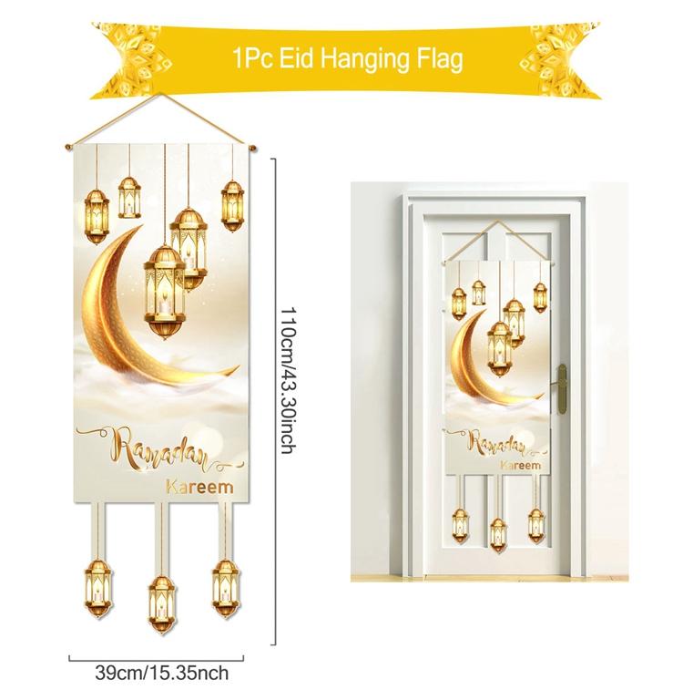 Eid Mubarak Dekobanner 2026 Kareem Ramadan Deko für Zuhause Ramadan Mubarak Hängende Flagge Islamische Muslimische Party Deko Eid Al Adha