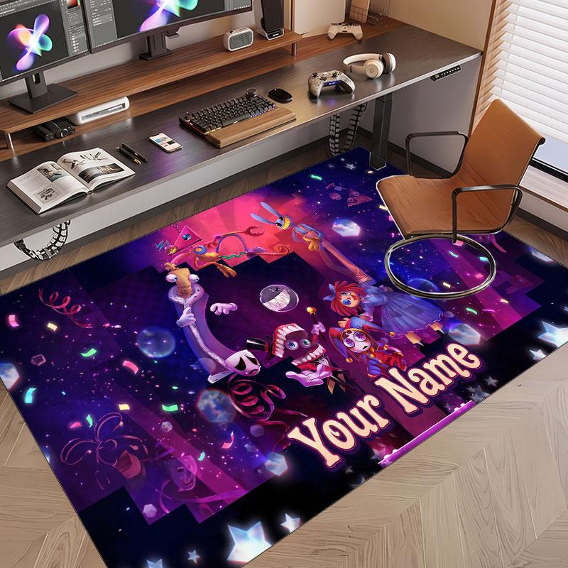 Custom Name Text Crystal Velvet Rug,The Amazing Digital Circus Soft Plush Decorative Non Slip Floor Carpet