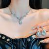 European and American Simple Diamond-encrusted Water Drop Geometric Necklace Niche Fashion Court Style Collarbone Chain Retro Versatile Jewelry