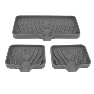 Kitchen Soap Tray Countertop Silicone Sink Deflector Sponge Holder for Bathroom Toilet Grey