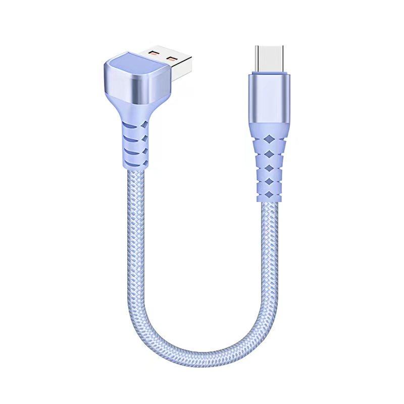 Factory Short USB Type-C Cable 5A Fast Charging 90 Degree Elbow Braided Portable Data Cable for iPhone