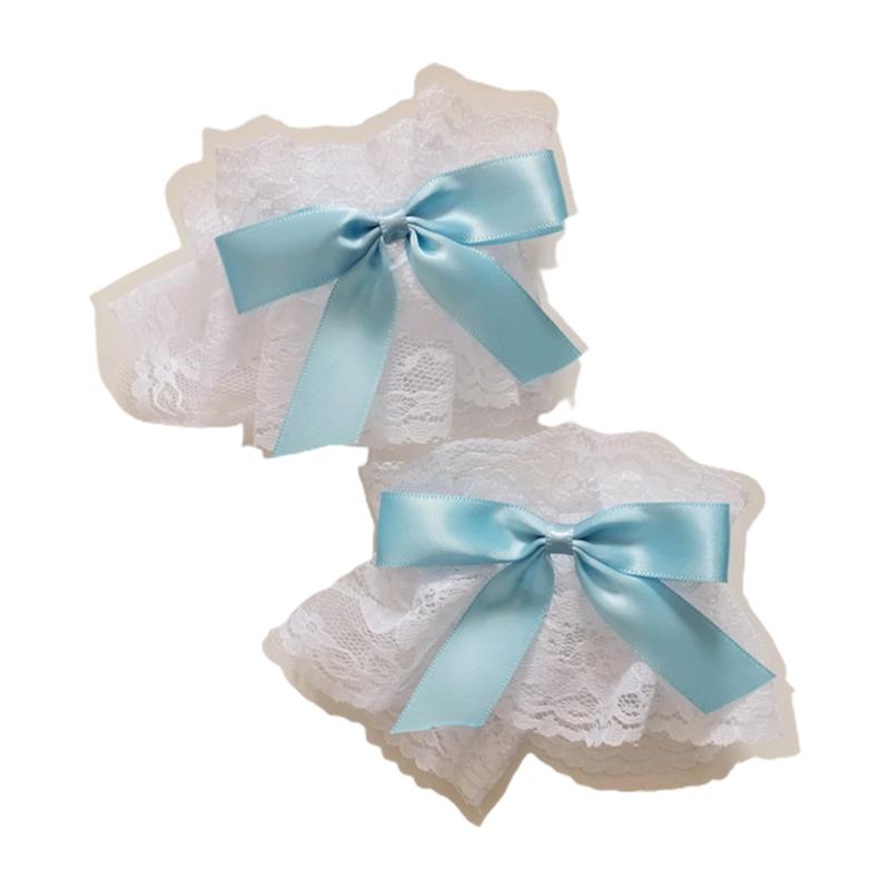 Dark Gothic Lolita Handfesseln Süße Satinschleife Rüschen Blumenspitze Tüll Armband Armband Japanischen Anime Maid Cosplay E56F