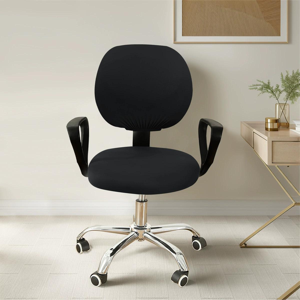 

Plain Spandex Stretchable Desk Office Computer Chair Seat Covers Washable Rotating Backrest Cushion Pets Protectors Slipcover 2pc(Covers Only)