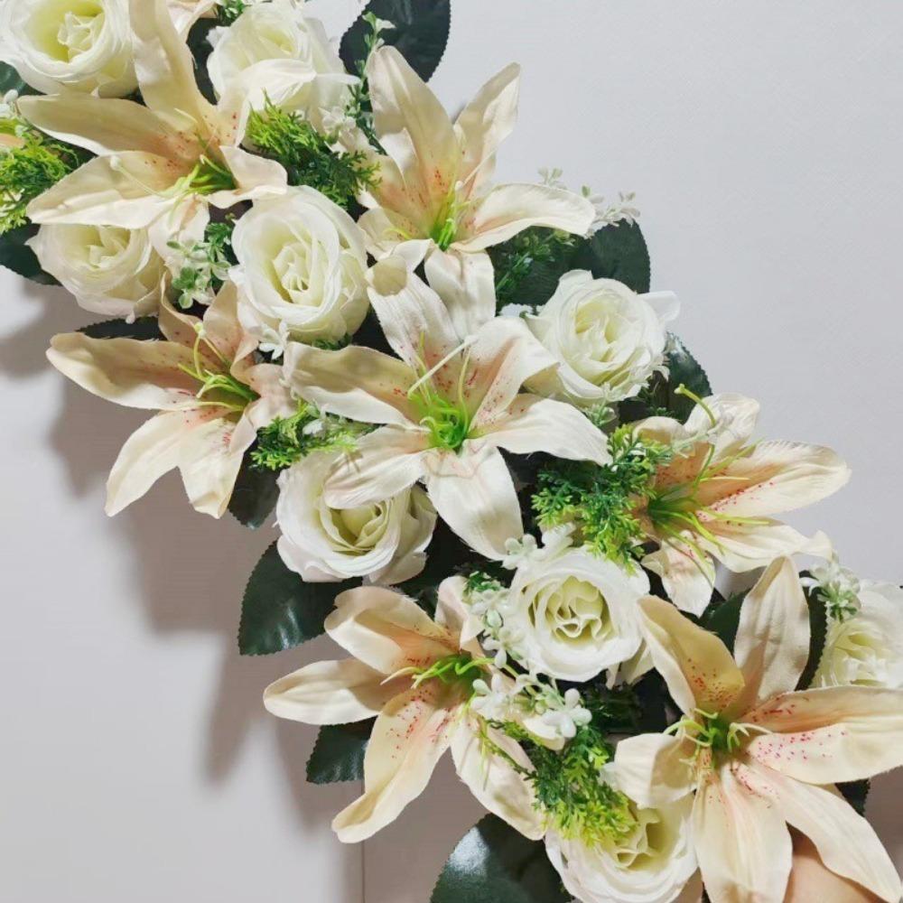 

Party Stage Supplies Artificial Flowers Rose&lily Fake Flowers For Household Wedding Garden White Rose & Champagne Lily