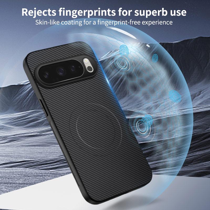 For Google Pixel 10 Pro XL Magnetic Case WANLONFENG TQ1 Series Carbon Fiber Texture PC TPU Phone Cover with 2Pcs Screen Films