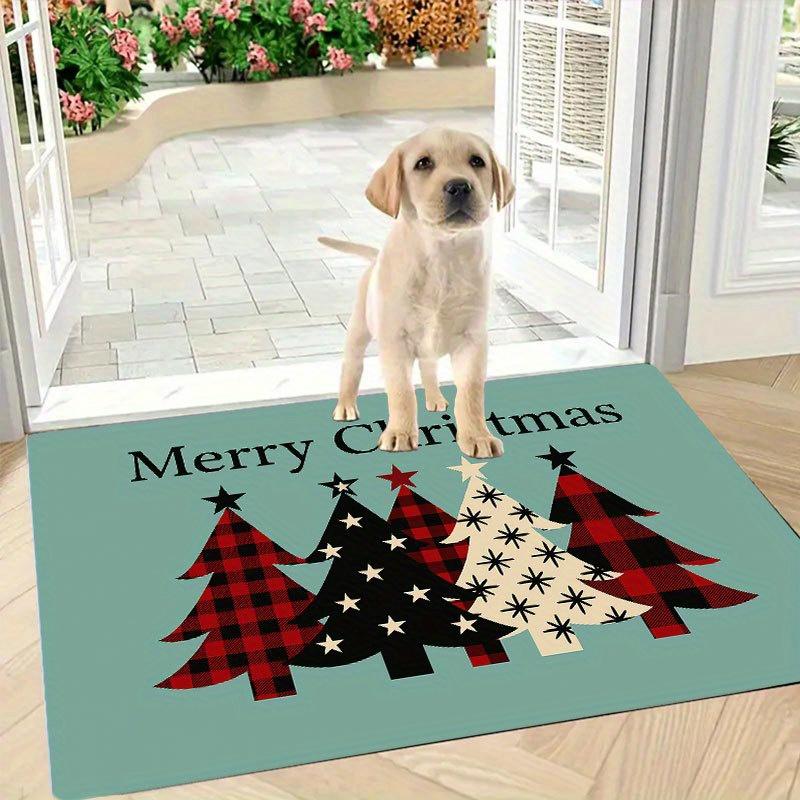 1Pcs Anti Fatigue Kitchen Rugs Christmas Plaid Trees Print Waterproof Non-Slip Thick Cushioned Kitchen Mat Heavy Duty Comfort Standing Mat for Kitchen
