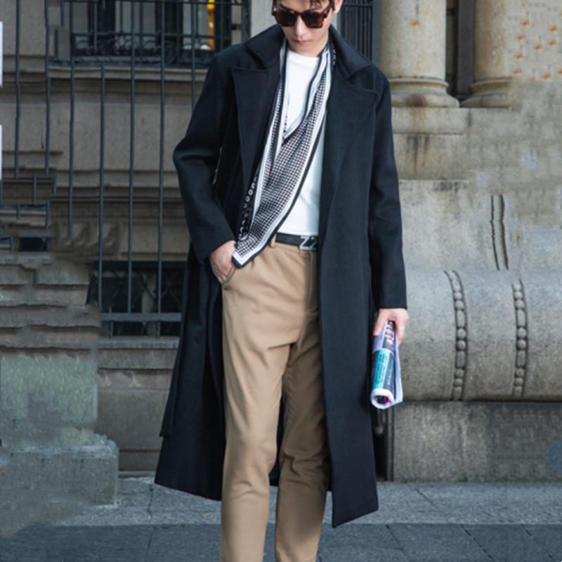 Men's Plus Size Cashmere Business Casual Double-Faced Long Wool Trench Coat