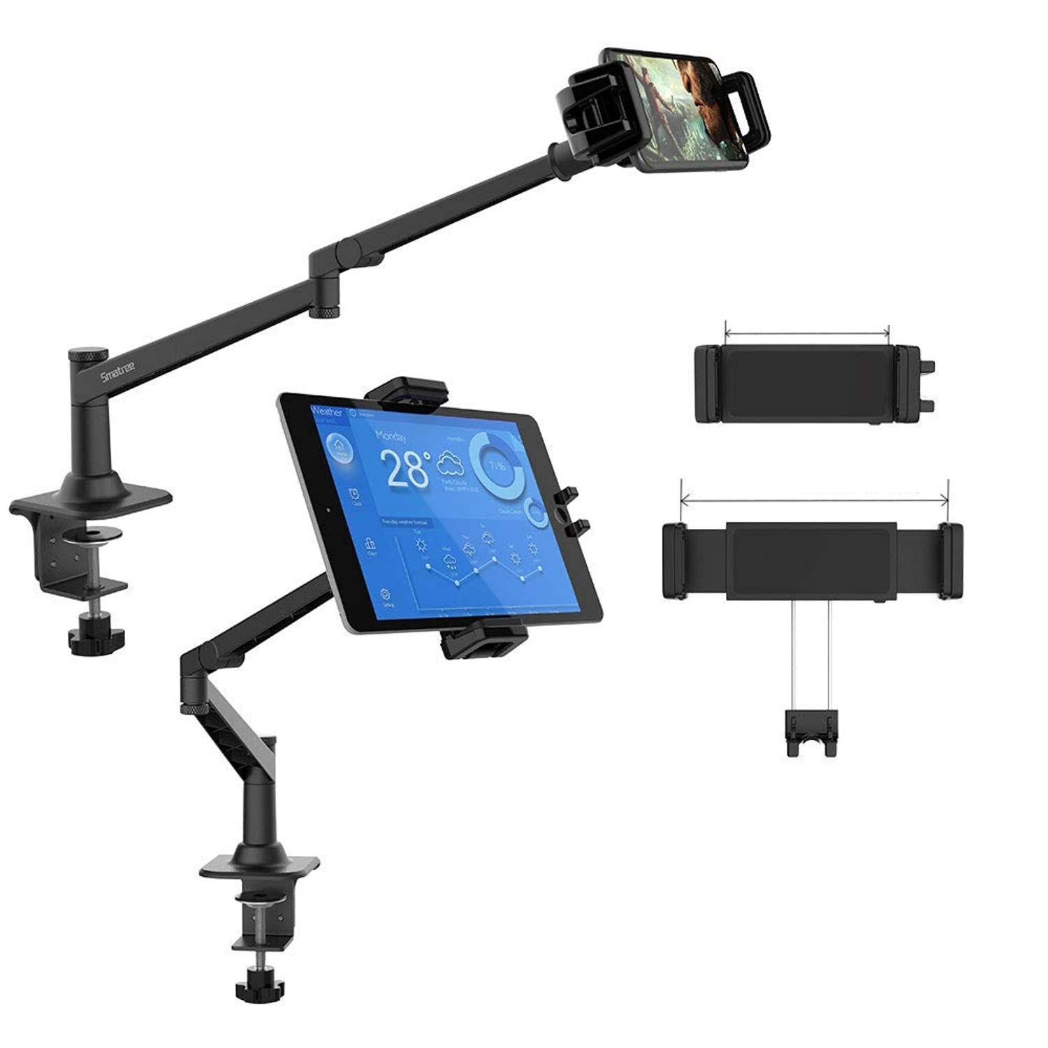 

Smatree iPad Desktop Tablet Arm Highly Compatible with Inch Tablets and Tablet iPhone Smartphone iPad and Nintendo Adjustable Free Rotation Metal чёрный