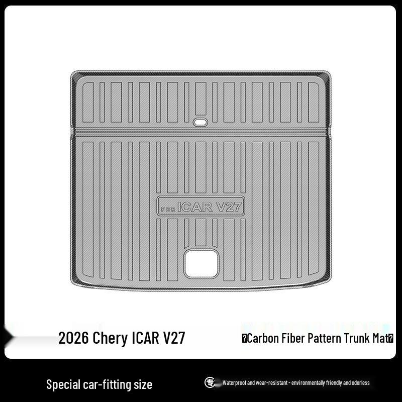 3D All-Weather TPE Floor and Trunk Mats for 2026 Chery iCAUR ICAR V27 with Carbon Fiber Texture Backrest