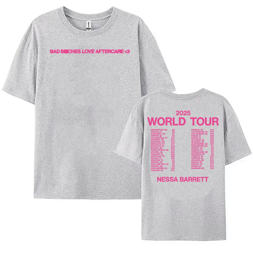 Nessa Barrett World Tour New Tshirts Aftercare Album Graphic Tshirt Cotton Short Sleeve Male T Shirt Singer Printing Tees