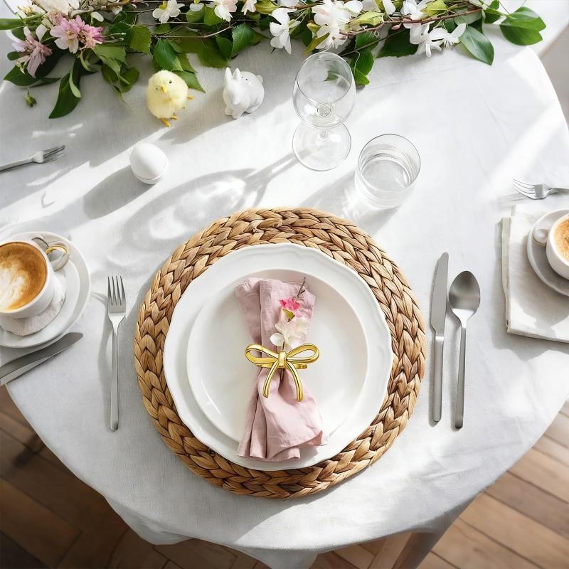 4Pcs Gold Bow Napkin Ring, Reusable Napkin Holder, Suitable For Valentine'S Day, Parties, And Wedding Table Decorations