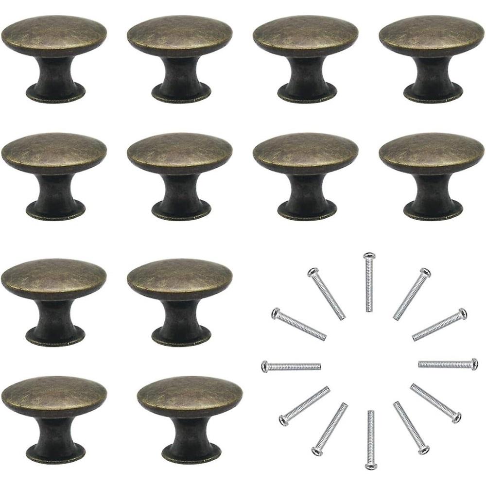 

12x Vintage Door Drawer Knobs 30mm Antique Brass Kitchen Cabinet Cupboard Pulls, For Dresser And Furniture Cupboard, Antique Bronze