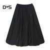 Women Maxi Skirt High Waist A Line Long Skirt Solid Color Pockets Design Female Thick Warm Elastic A Line Puff Skirt