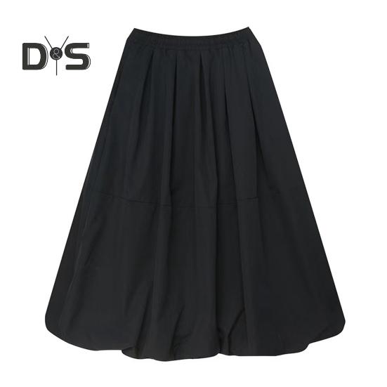 Women Maxi Skirt High Waist A Line Long Skirt Solid Color Pockets Design Female Thick Warm Elastic A Line Puff Skirt