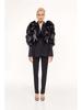 Niche Elegant Black 3D Ruffle Asymmetrical Slim Blazer