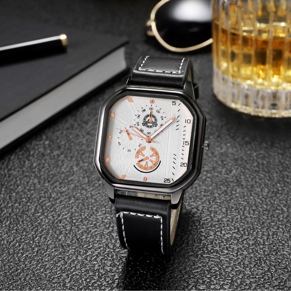 Business Watch Mens Leather Quartz Wristwatch With Minimalist Dial For Formal Wear