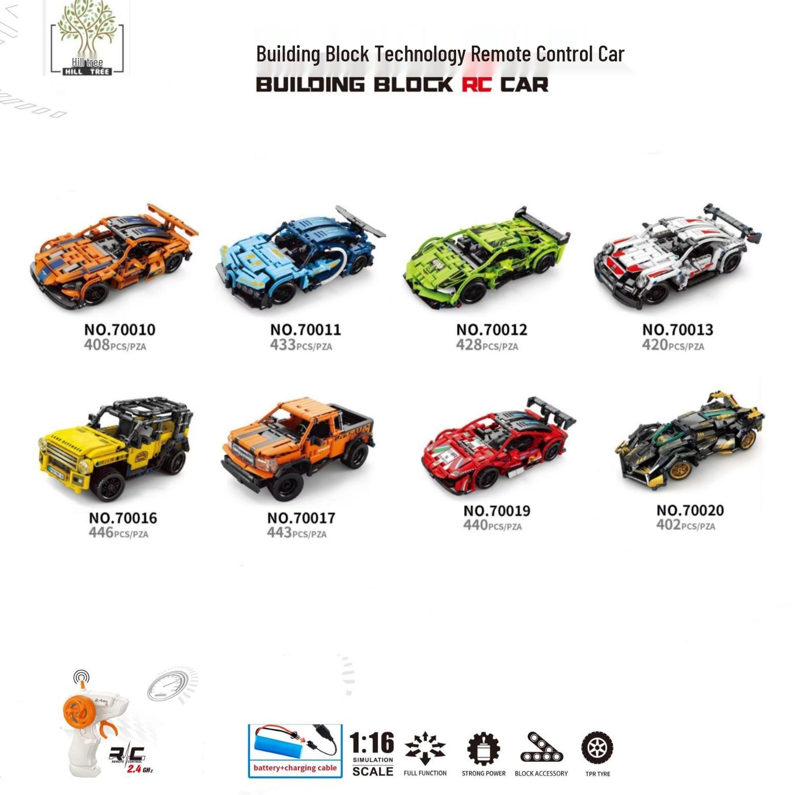 

1:16 Remote Control Building Block Racing Car Model for Kids