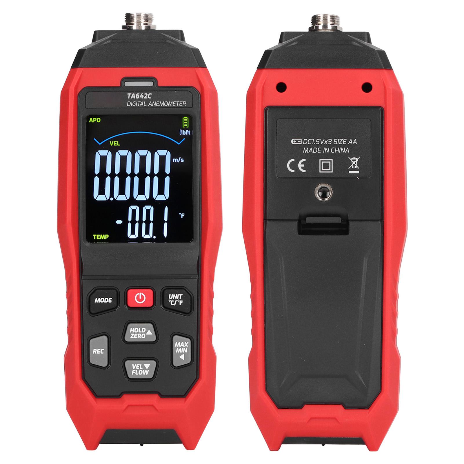 

TA642C Портативный цифровой анемометр Ручной тестер скорости воздушного потока Измеритель скорости ветра Анемометр Датчик ветра