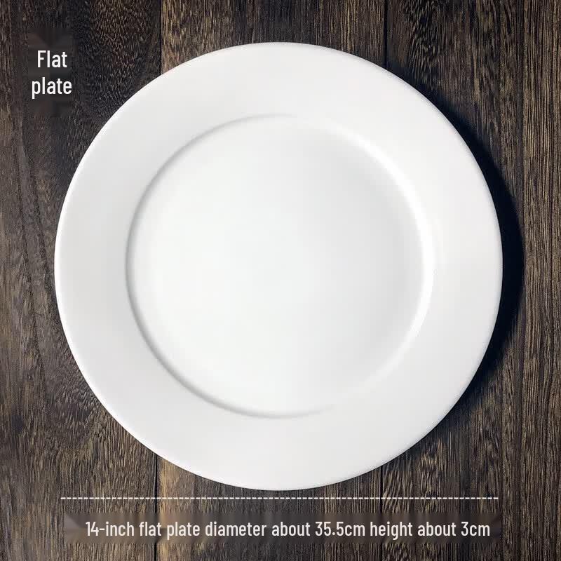 

European Style White Ceramic Round Dinner Plates - Set of 10