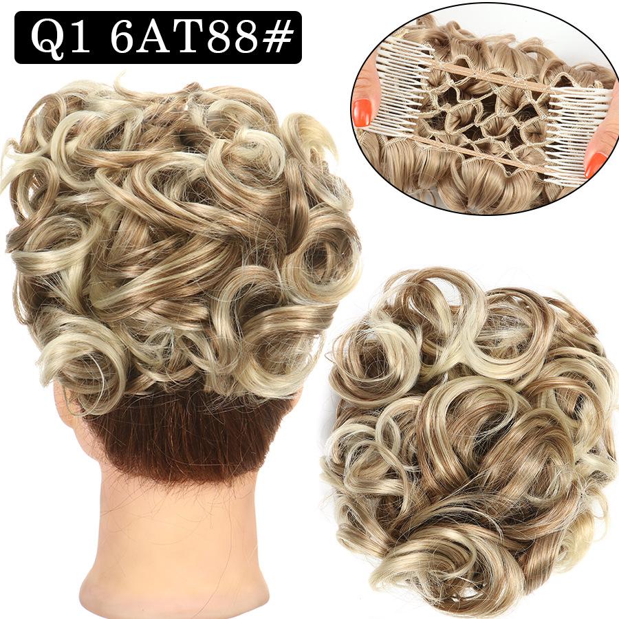 Combs Messy Bun Hair Piece Curly Dish Hair Buns Extension Thick Chignon Hairpiece Clip in Ponytail Scrunchies Hair Pieces for Women