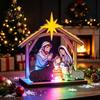 Holiday Party Supplies Christmas Tabletop Glowing Ornament, 3D Wooden Tree Decoration with Decorative Ornaments for Warm Light, Festive Centerpiece