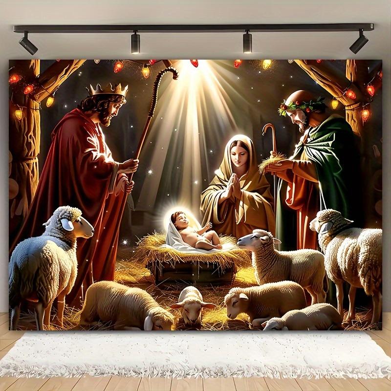 One thing the background of the Christmas birth scene religion the birth of Jesus and the flockthe kingand the divine light (as the picture,150X100)