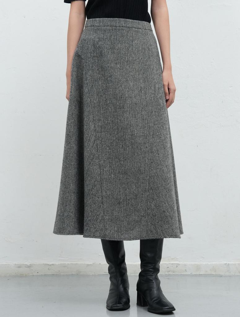 General Idea Wool Flare Long Skirt [Black] / Wbe4L13517