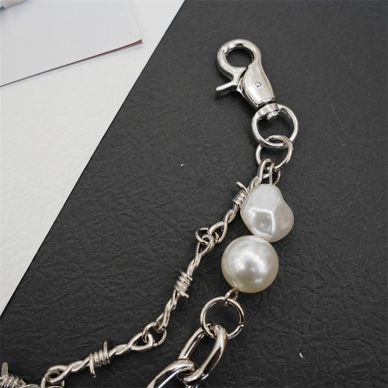 Vintage Fashion Pearl Chain Bag Chain Makeover Chain Decorative Bag Strap Punk Chain Accessories Pant Chain