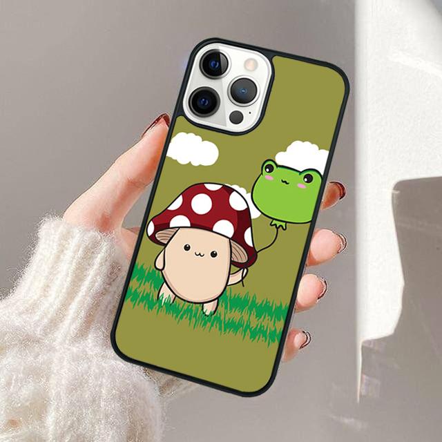 Kawaii Frog Mushroom Phone Case For Apple iPhone 17 Air Pro Max Plus Coque For iPhone 17 Air 14 15 16 13 12 Max Cover