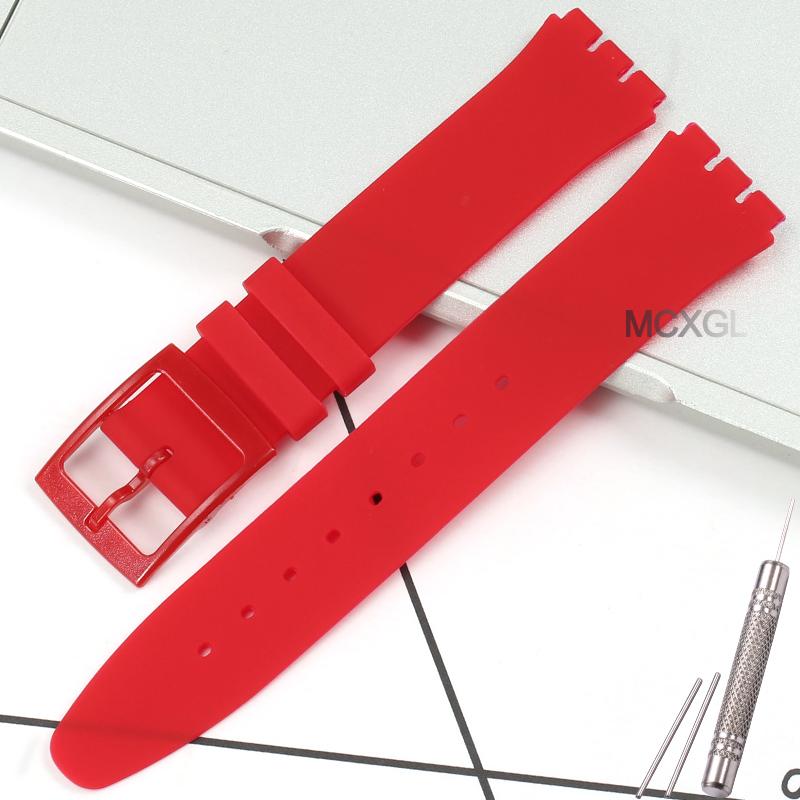 16mm Ultra-thin Silicone Strap For Swatch Classic Thin Silicone Watch Strap Special Three Forks Waterproof Bracelet
