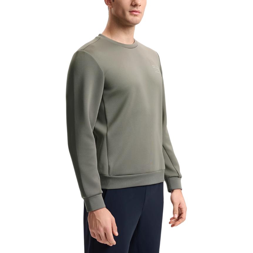 FILA Fitness Casual Comfortable Soft Pullover Round Neck Long Sleeve Sweatshirt Men sweatshirt Smoke-Olive Khaki A11M511218F-DK