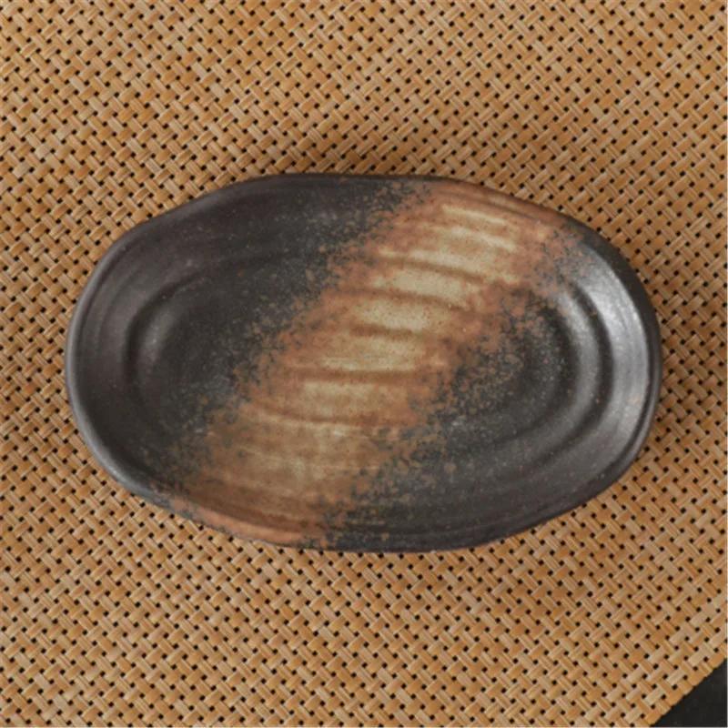 Oval Sushi Dish Japanese Ceramic Bone Plate Dinner Dishes Snack Ceramic Dinner Plates Dish Set Serving Dish Restaurant Supplies