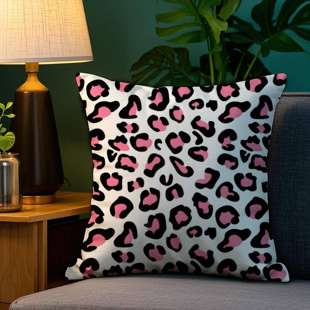 Fashion Luxury Leopard Print Pillow Case Plush Fabric Soft Double Sided Print Sofa Cushion Cover Throw Pillow Covers