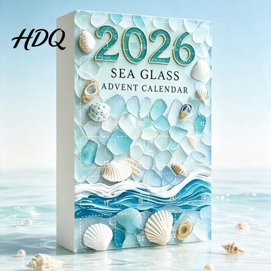 Regalo Conto alla Rovescia per le Feste per Bambini 2026 Calendario dell'Avvento Stile Vetro Marino Scatola Cieca 24 Pezzi Ornamenti a Tema Costiero Ornamenti Acrilici da Appendere all'Albero,